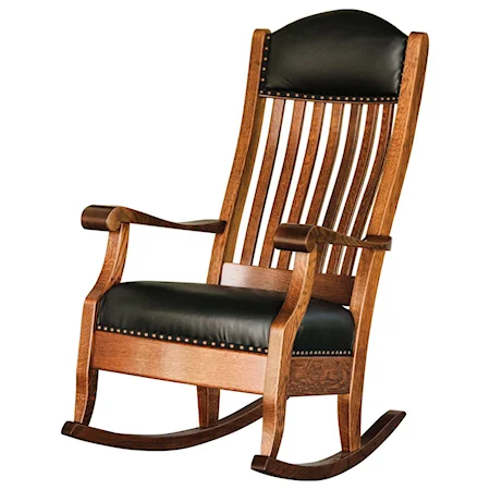 Solid Wood Rocker with Nailhead Trim